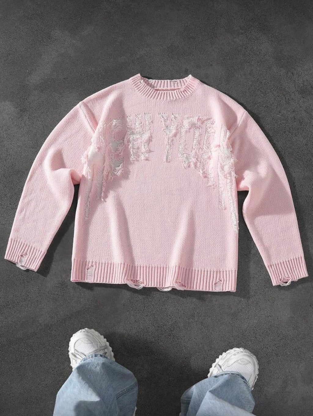 Frayed Knit Sweater – Pink Edition