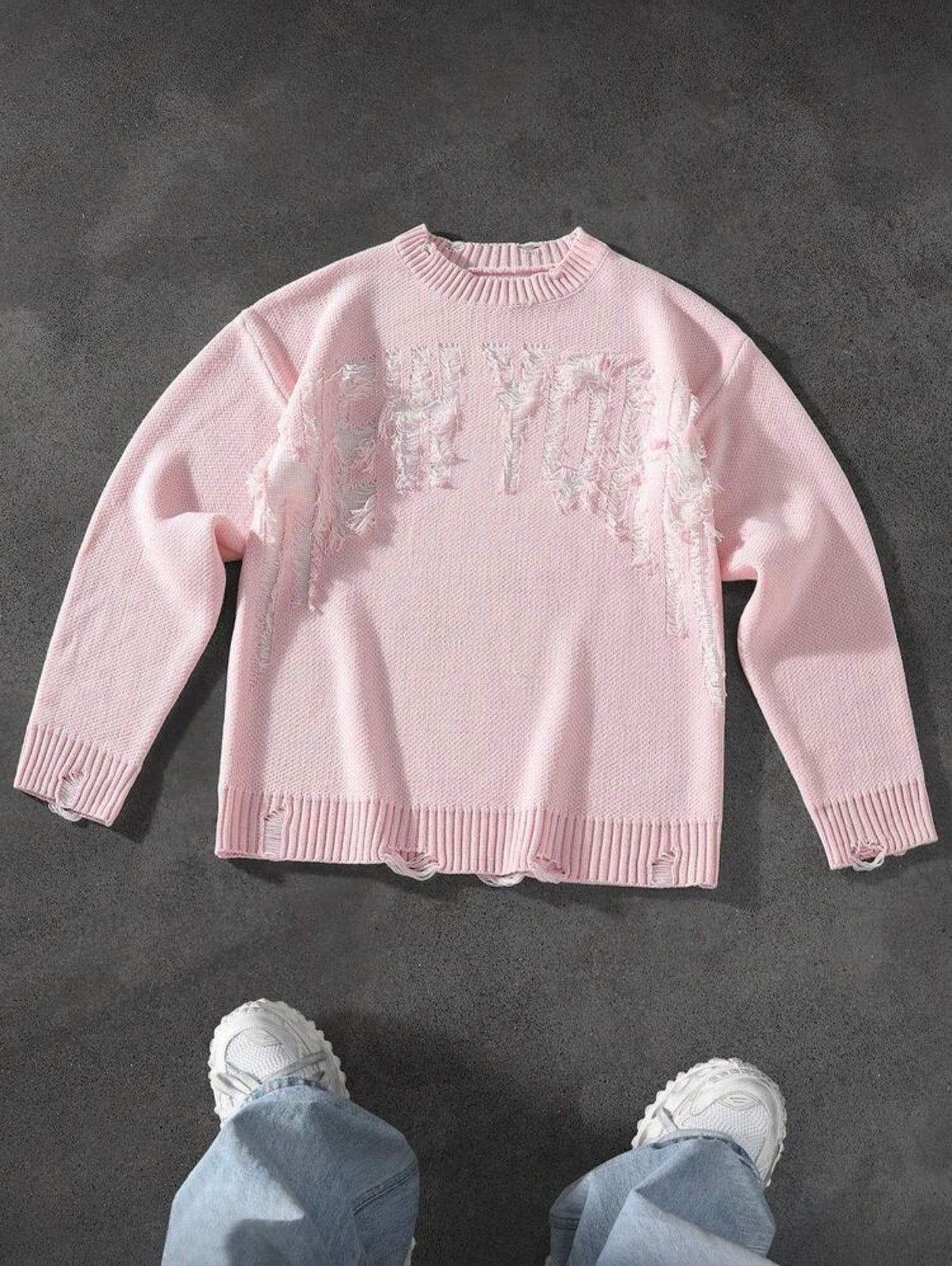 Frayed Knit Sweater – Pink Edition