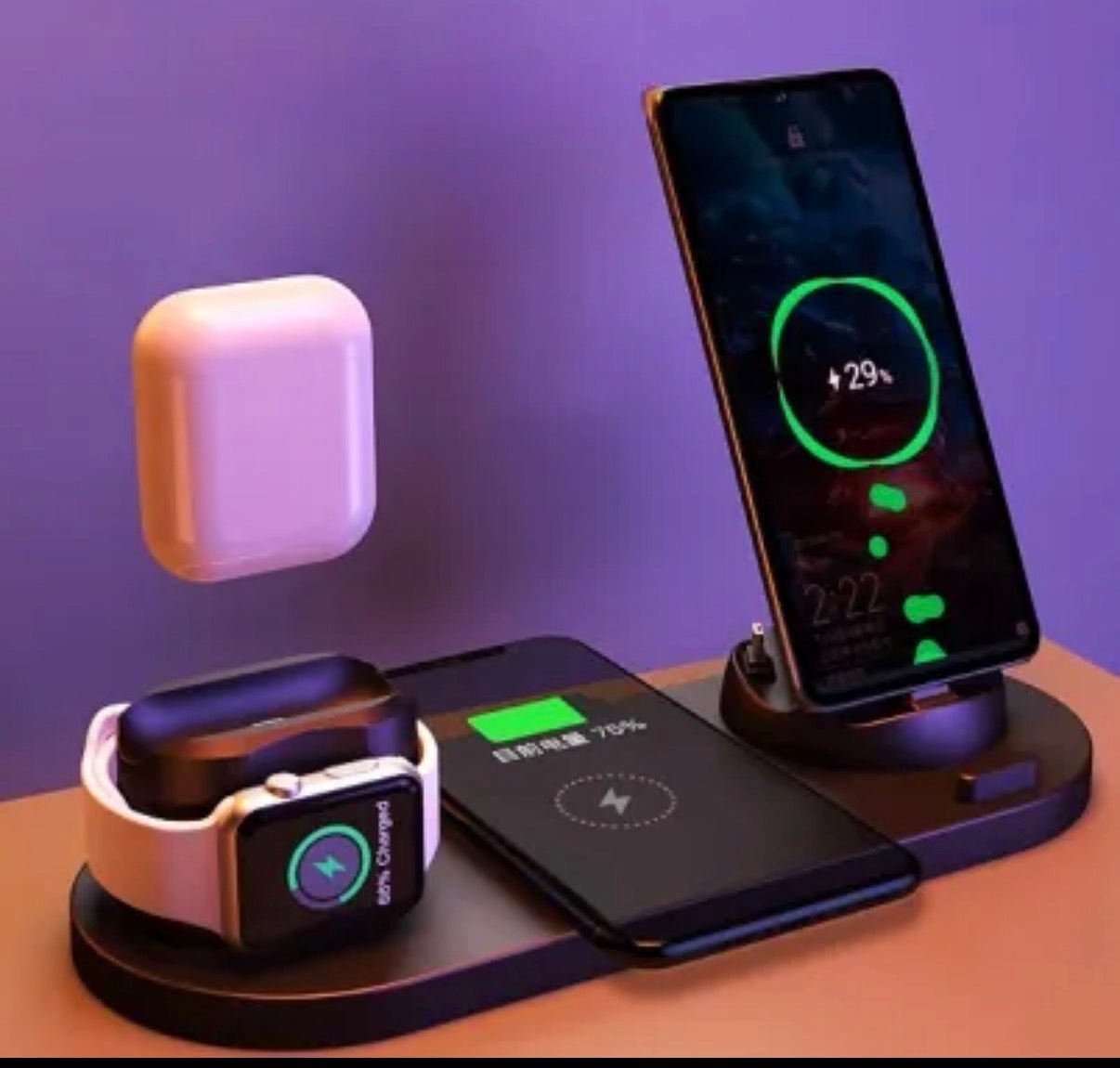 6 - in - 1 Wireless Ladestation – Schnellladegerät für iPhone, Smartphone & Watch - Averod