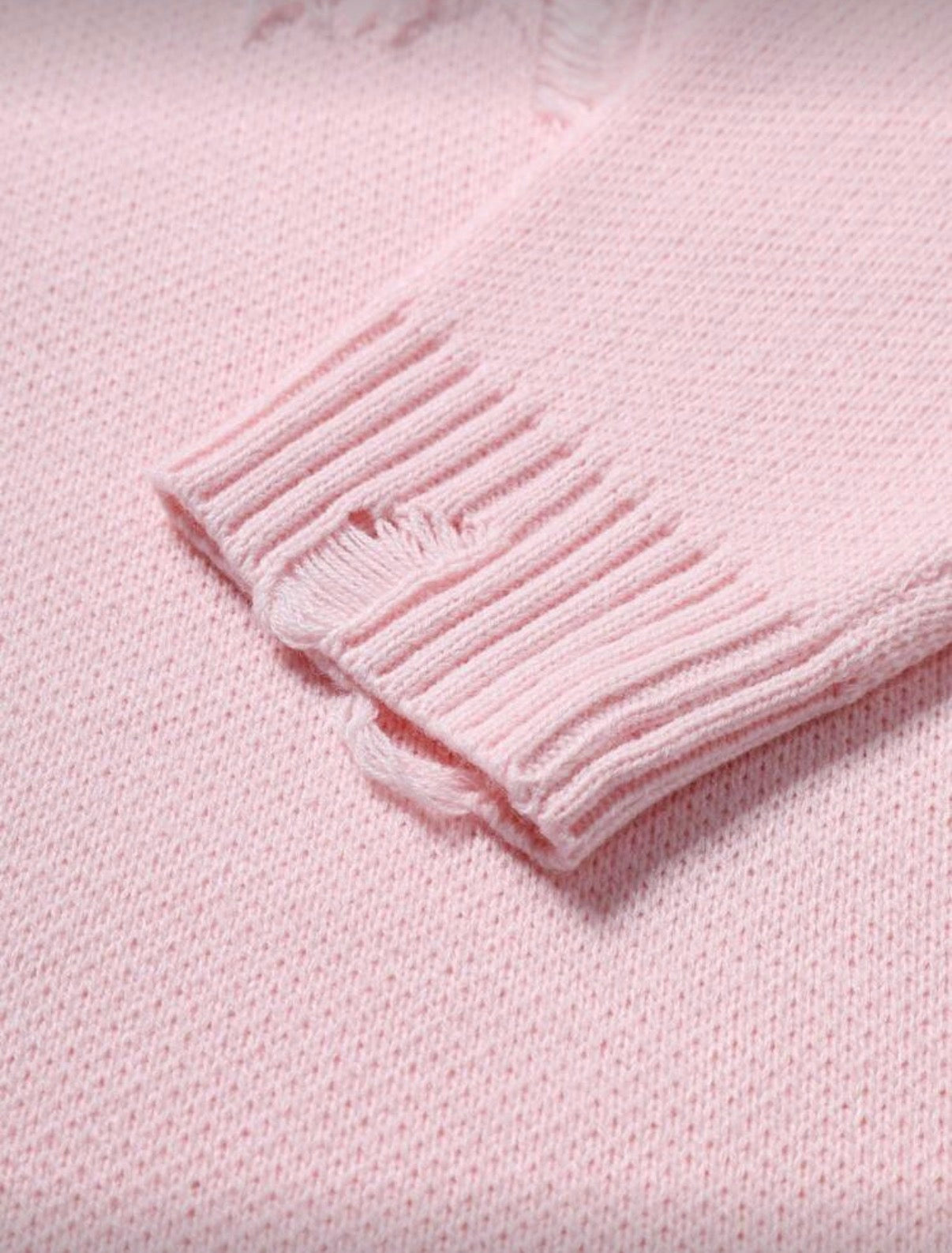 Frayed Knit Sweater – Pink Edition