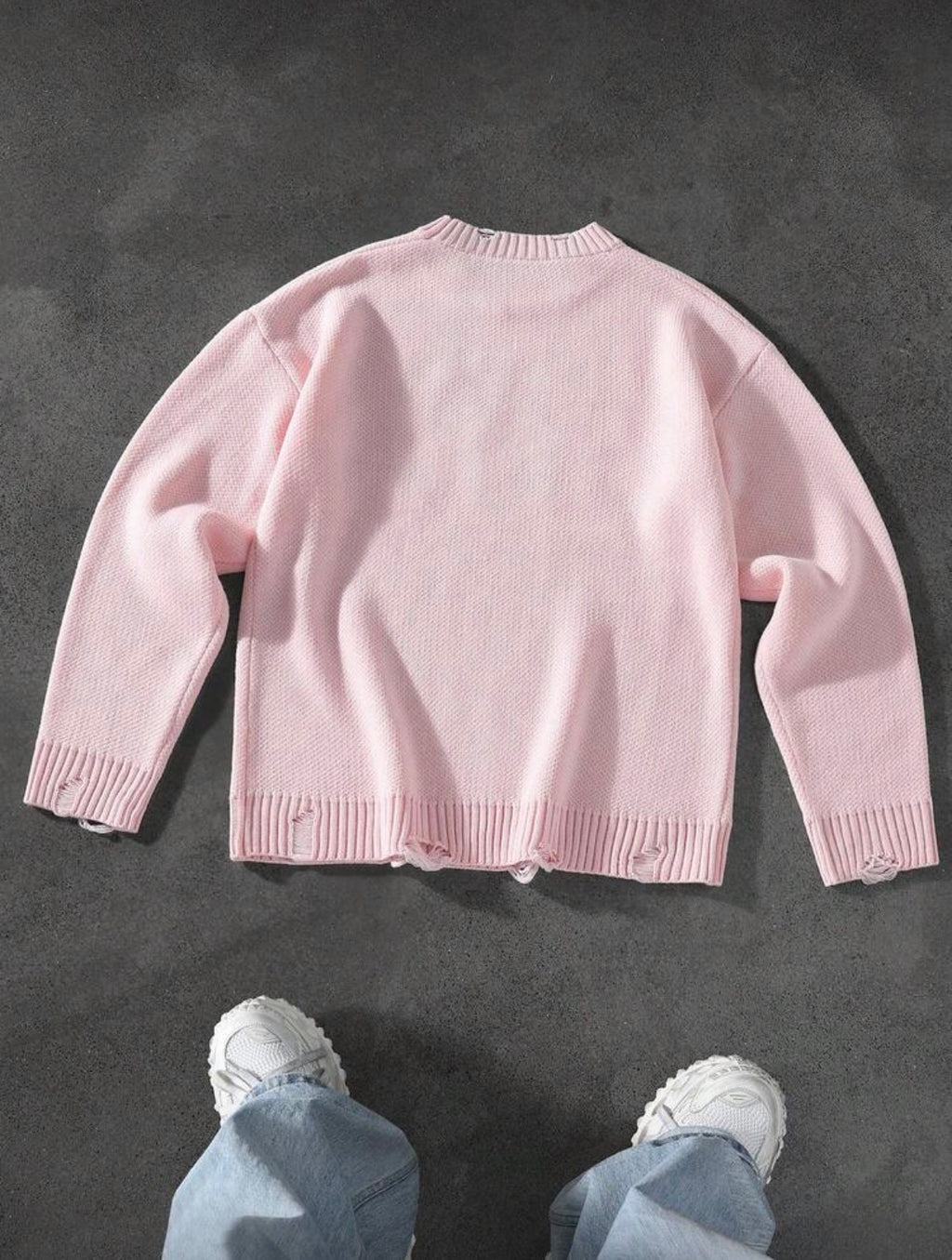 Frayed Knit Sweater – Pink Edition