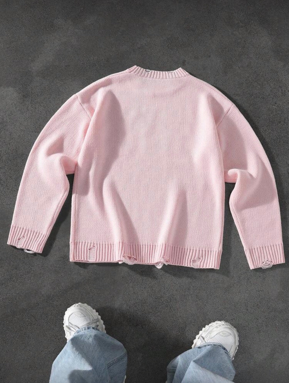 Frayed Knit Sweater – Pink Edition