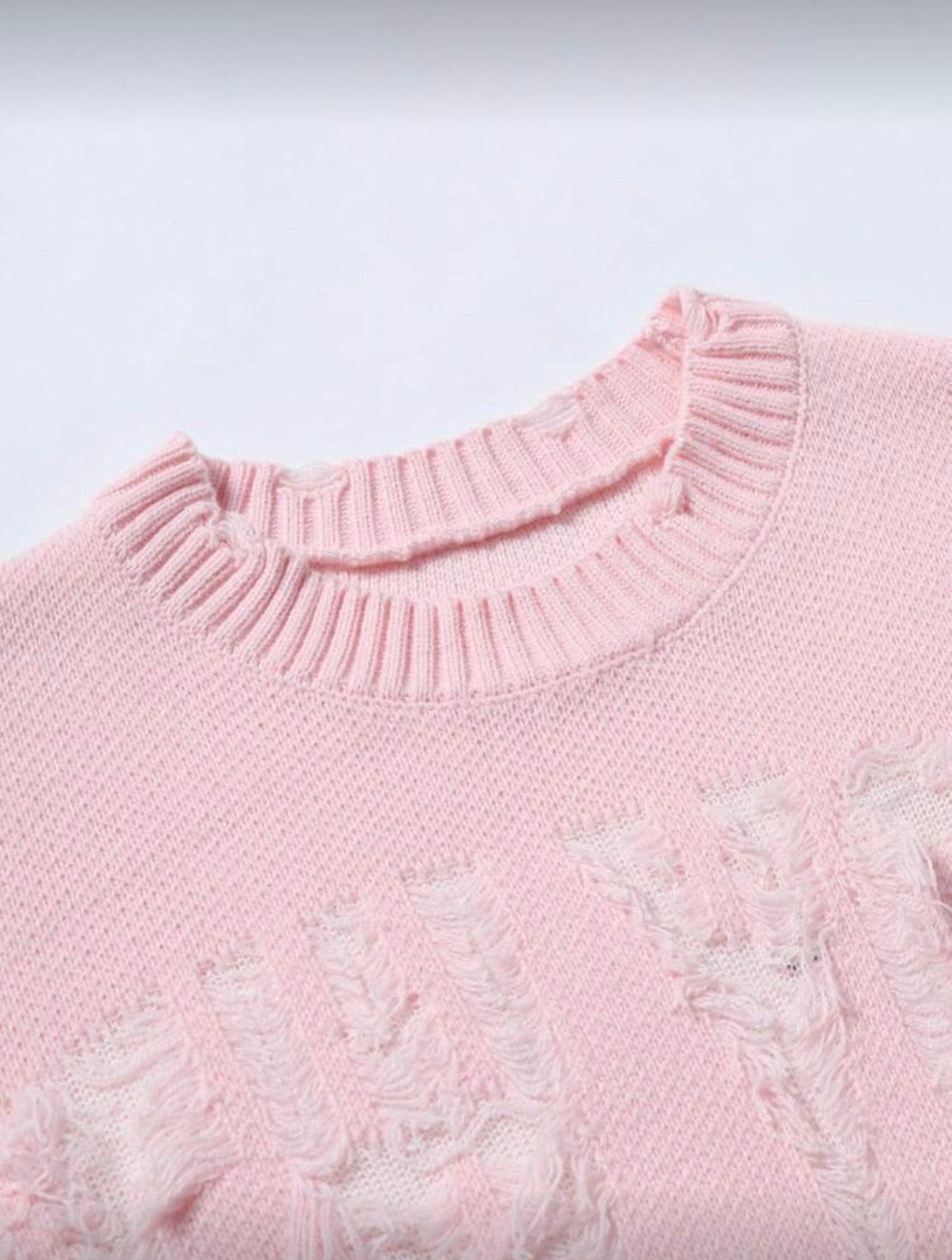 Frayed Knit Sweater – Pink Edition