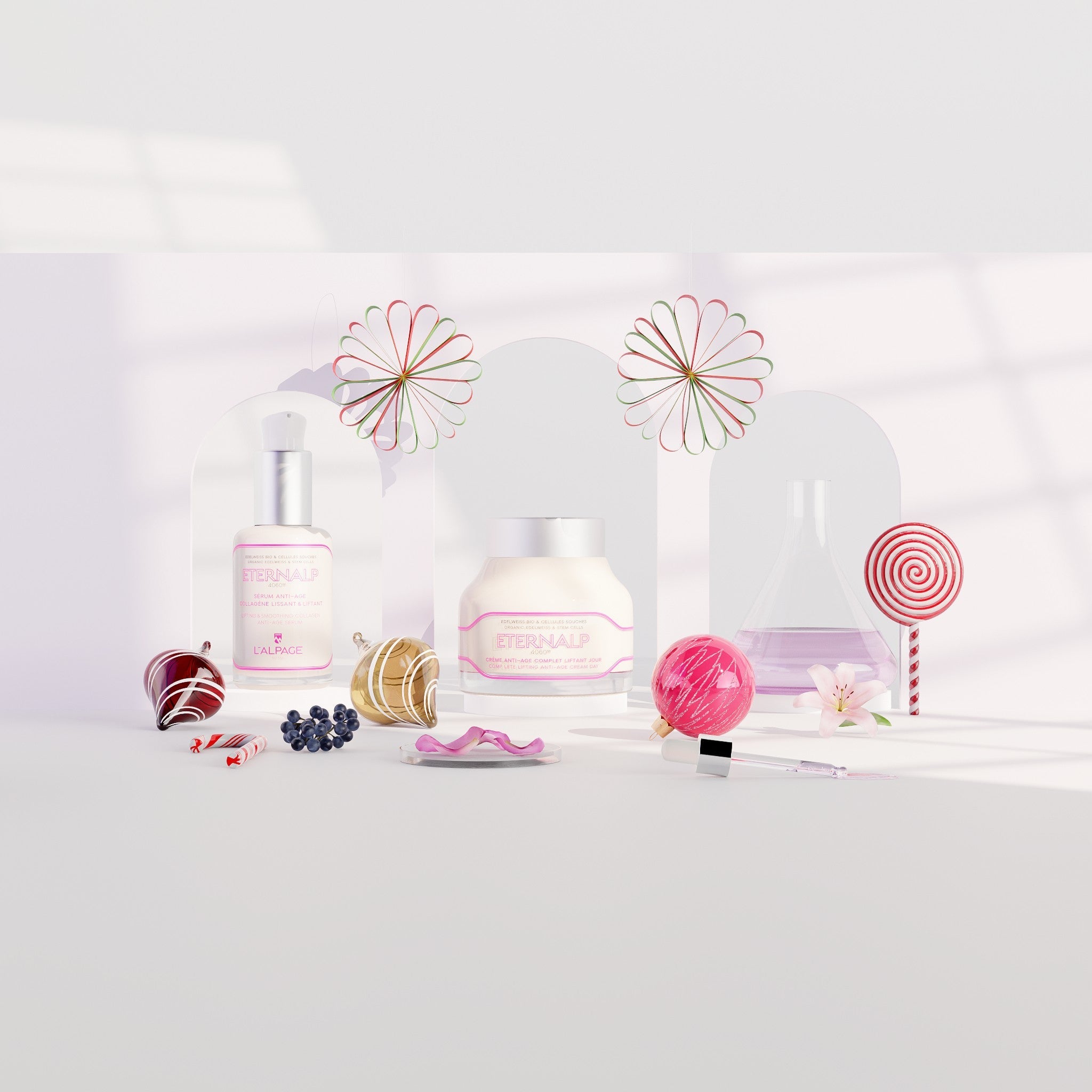 Set ou Coffret Cadeau DUO Crème Anti-Age Liftant Jour & Sérum Anti-Age Collagène Lissant & Liftant Eternalp 4060m