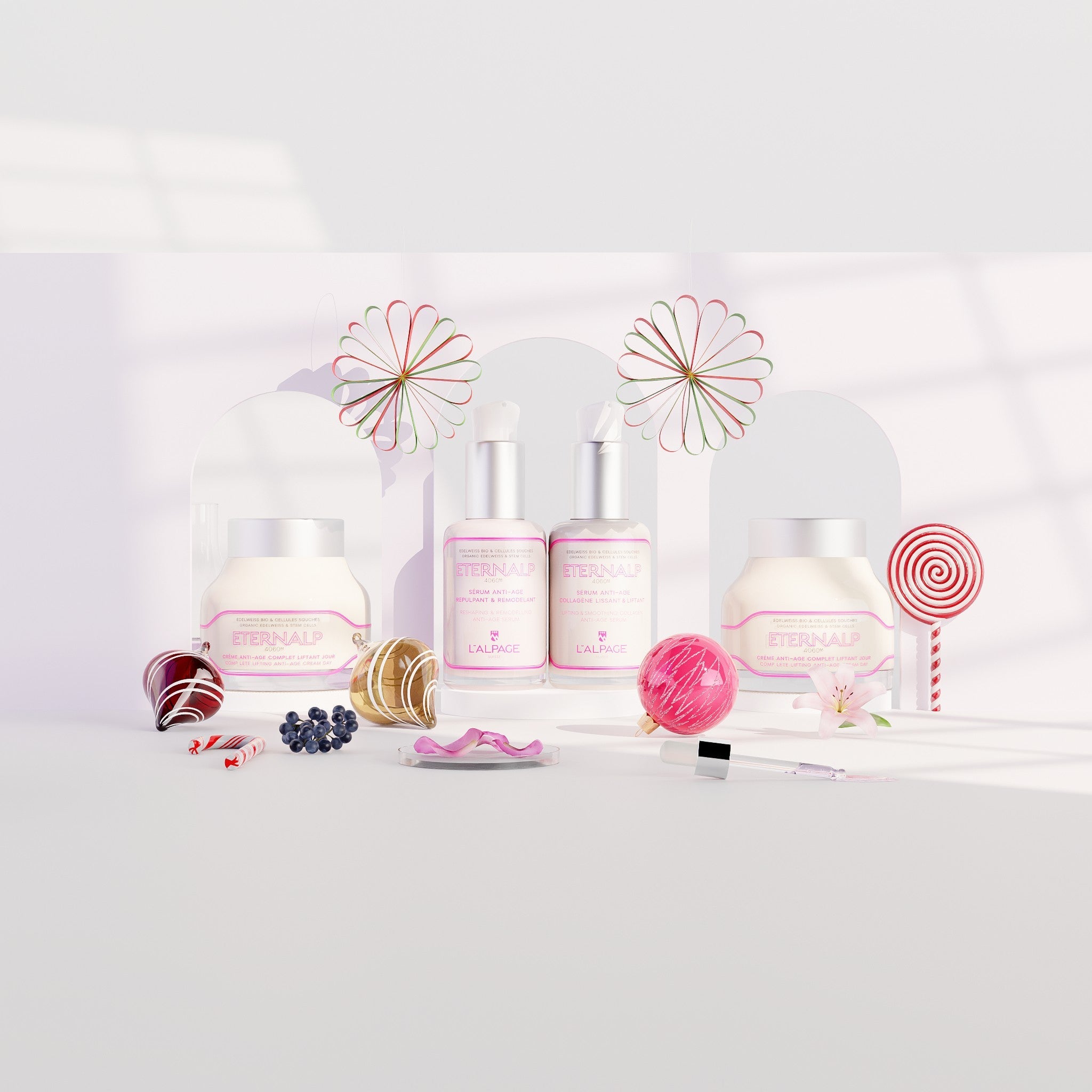 Set ou Coffret Cadeau Ultime Quatro Crème Anti-Age Liftant Jour 50ml & Crème Nuit 50ml & Sérum Anti-Age Collagène Liftant & Sérum Anti-Age Repulpant Eternalp 4060m