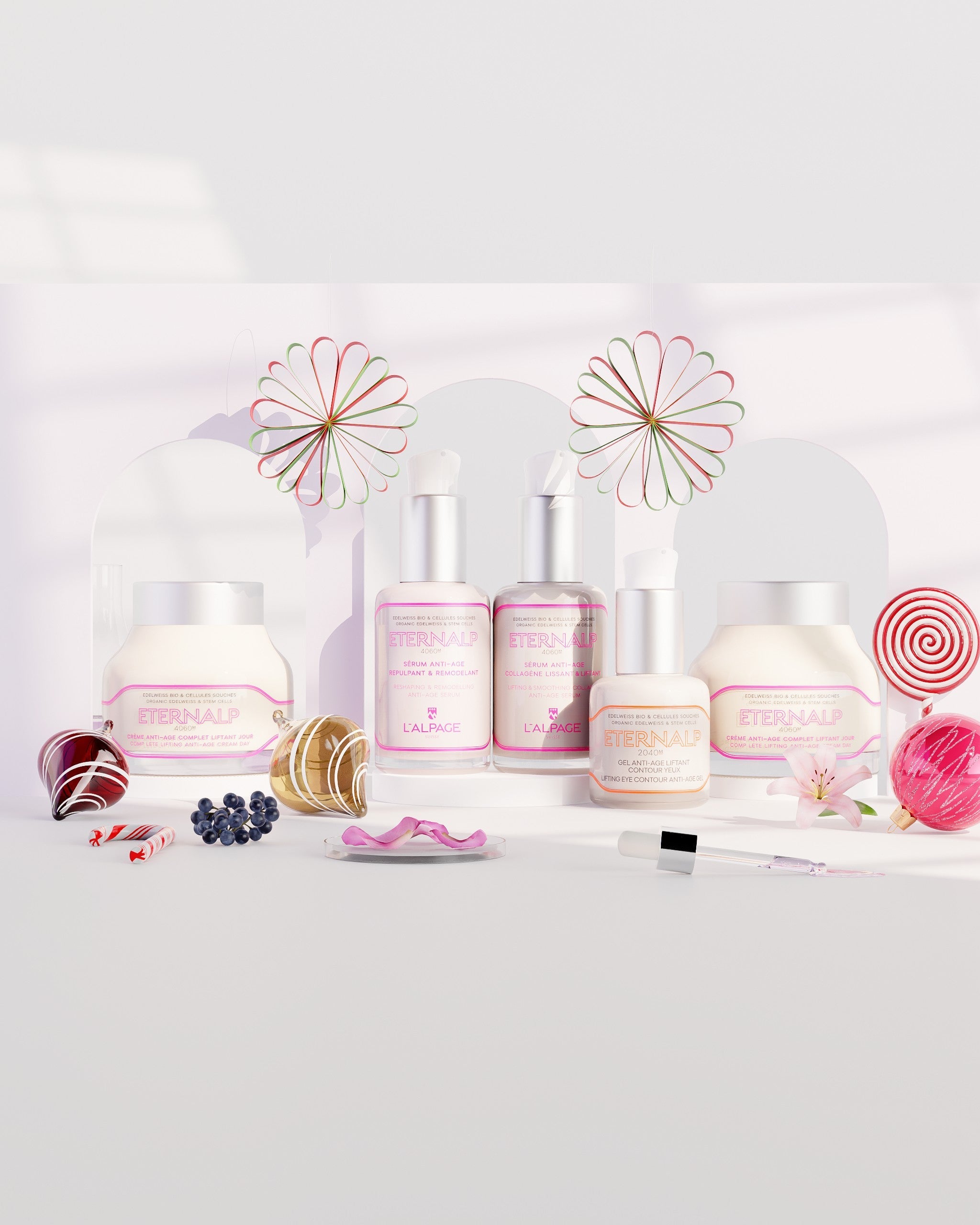 Set ou Coffret Cadeau Ultime Quintet Crème Anti-Age Liftant Jour 50ml & Nuit 50ml & Sérum Collagène Liftant & Sérum Anti-Age Repulpant Eternalp 4060m & Contour Yeux Eternalp 2040m