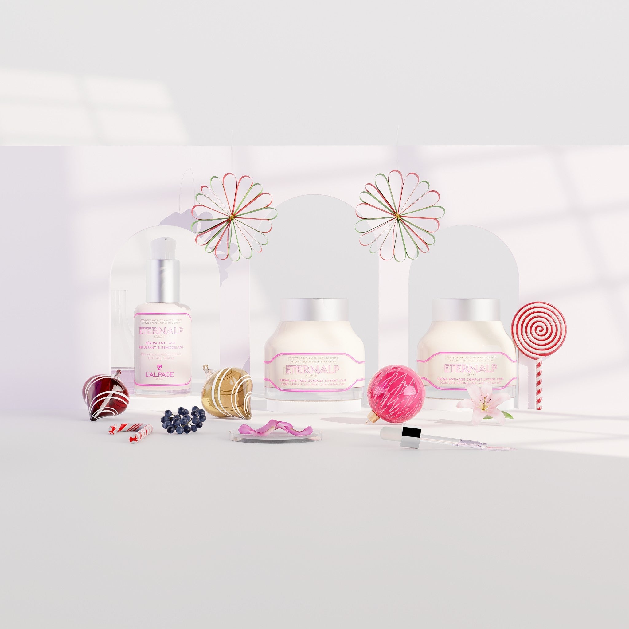 Set ou Coffret Cadeau Trio Crème Anti-Age Liftant Jou 50ml & Crème Nuit 50ml & Sérum Anti-Age Repulpant & Remodelant Eternalp 4060m