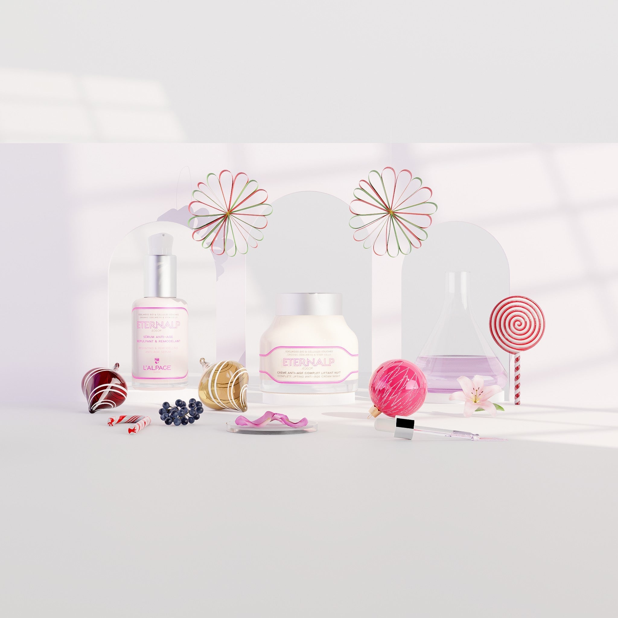 Set ou Coffret Cadeau DUO Crème Anti-Age Liftant Nuit & Sérum Anti-Age Repulpant & Remodelant Eternalp 4060m