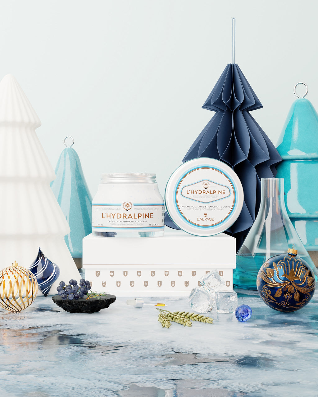 Set ou Coffre Cadeau TRIO Crème Corps 200ml + Douche Gommante Exfoliante 200ml L'HYDRALPINE