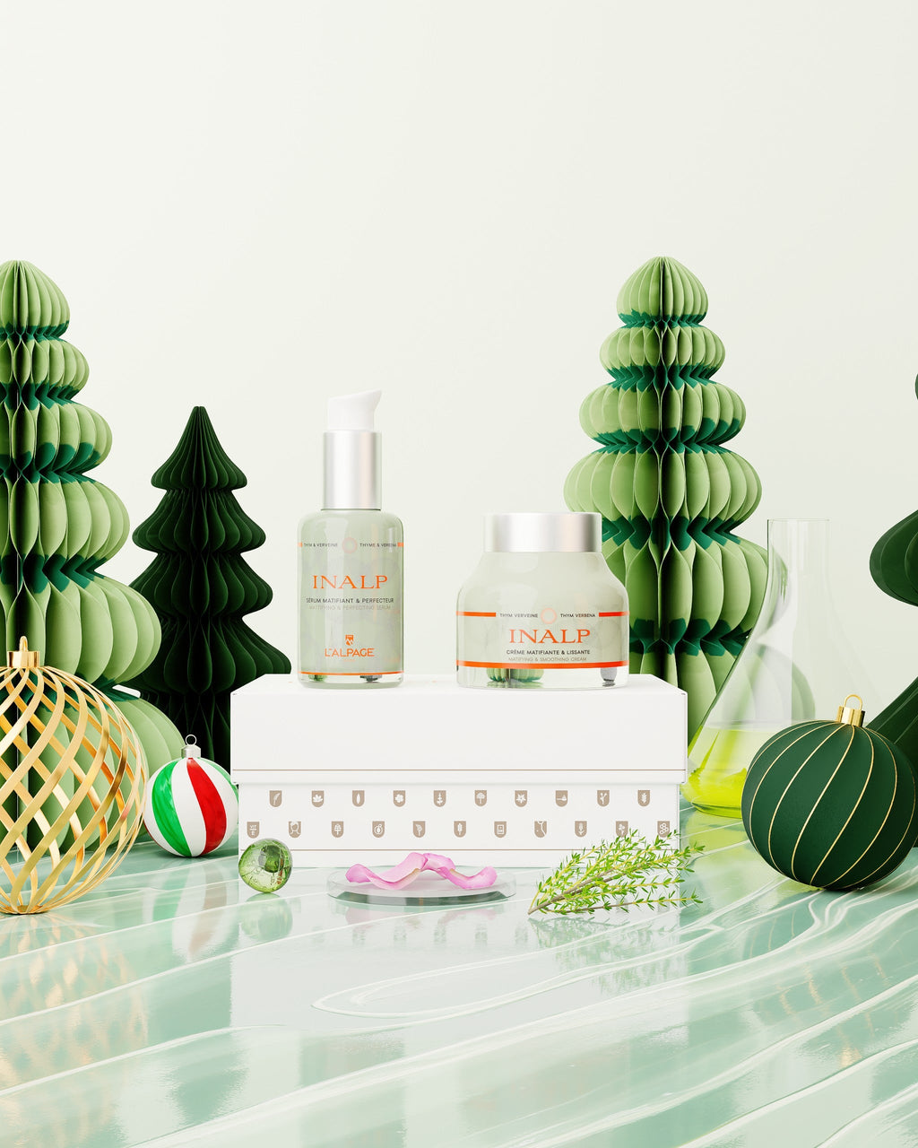 Set ou Coffret Cadeau Crème Matifiante et Lissante + Sérum Matifiant et Lissant INALP