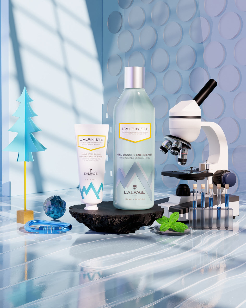 Set ou Coffret Cadeau Soin DUO Baume Après-Rasage Apaisant + Gel Douche Energisant L'ALPINISTE