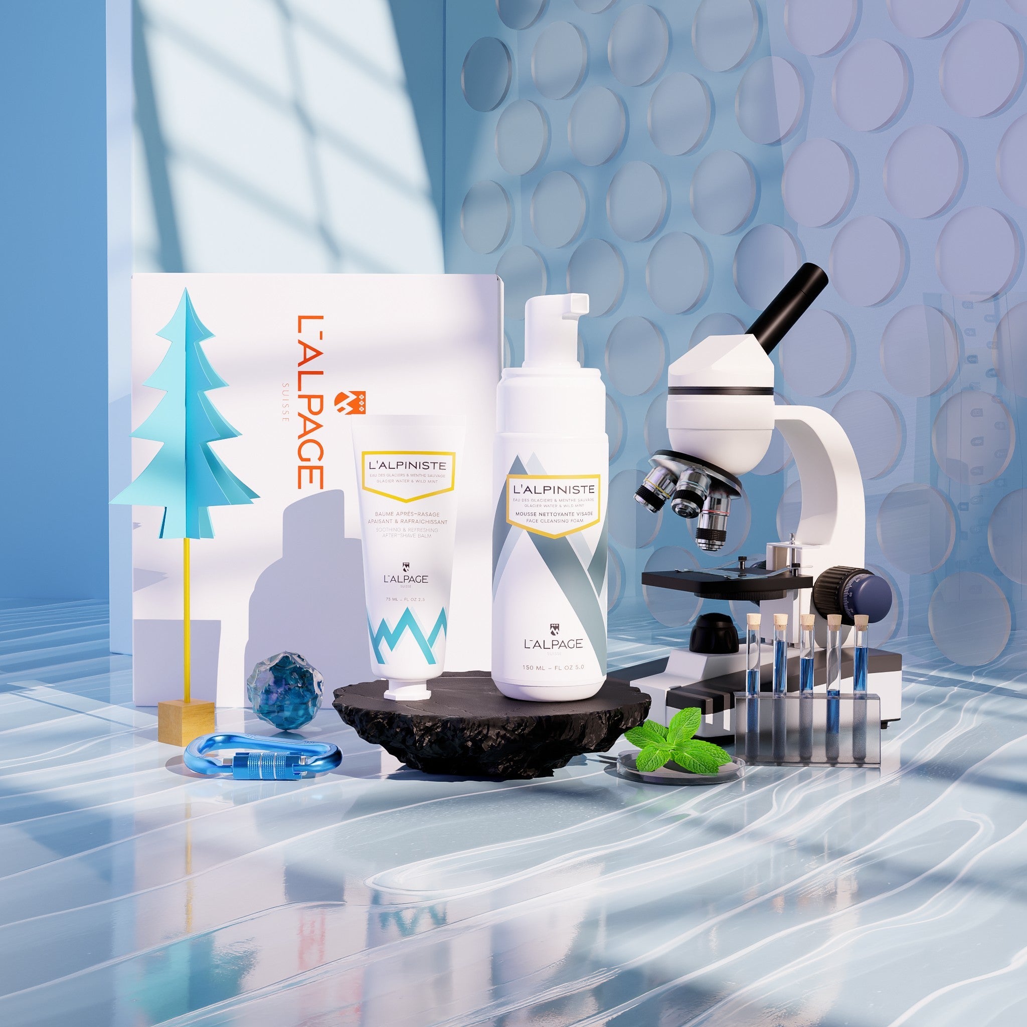 Set ou Coffret Cadeau Soin DUO Baume Après-Rasage Apaisant + Mousse Nettoyante L'ALPINISTE