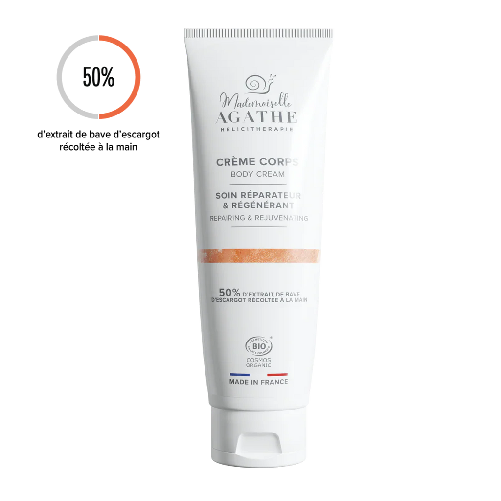 Crème corps à la bave d'escargot bio - réparatrice & régénérante - 200 ml - Mademoiselle Agathe