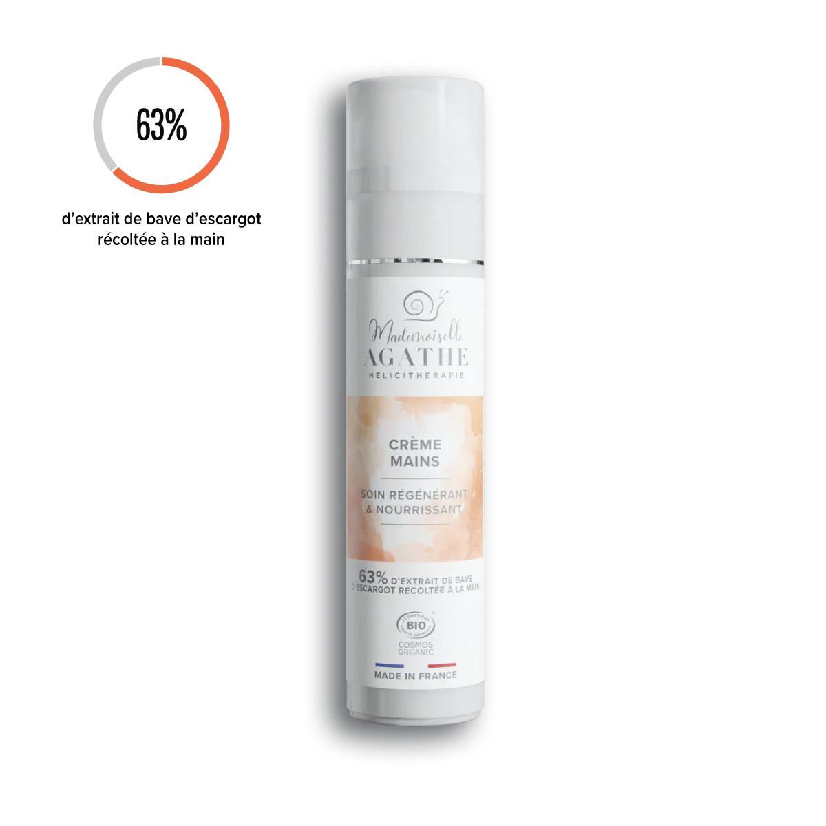 Crème mains à la bave d'escargot bio - nourrissante & régénératrice - 50 ml - Mademoiselle Agathe