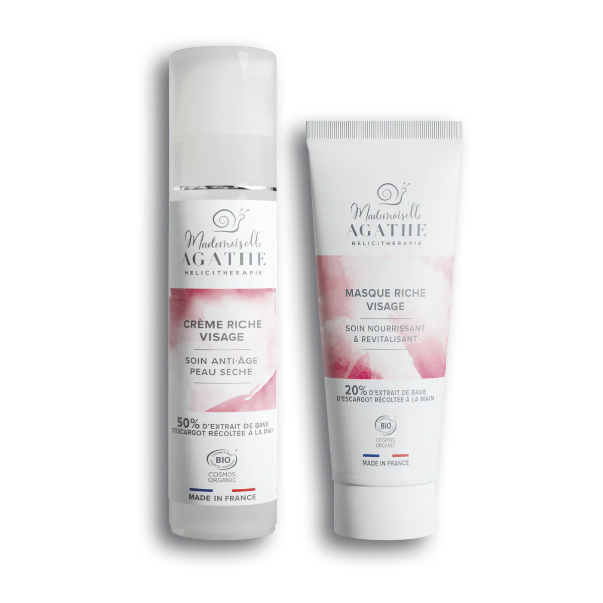 Duo nourrissant à la bave d'escargot- peau sèche & sensible - Mademoiselle Agathe