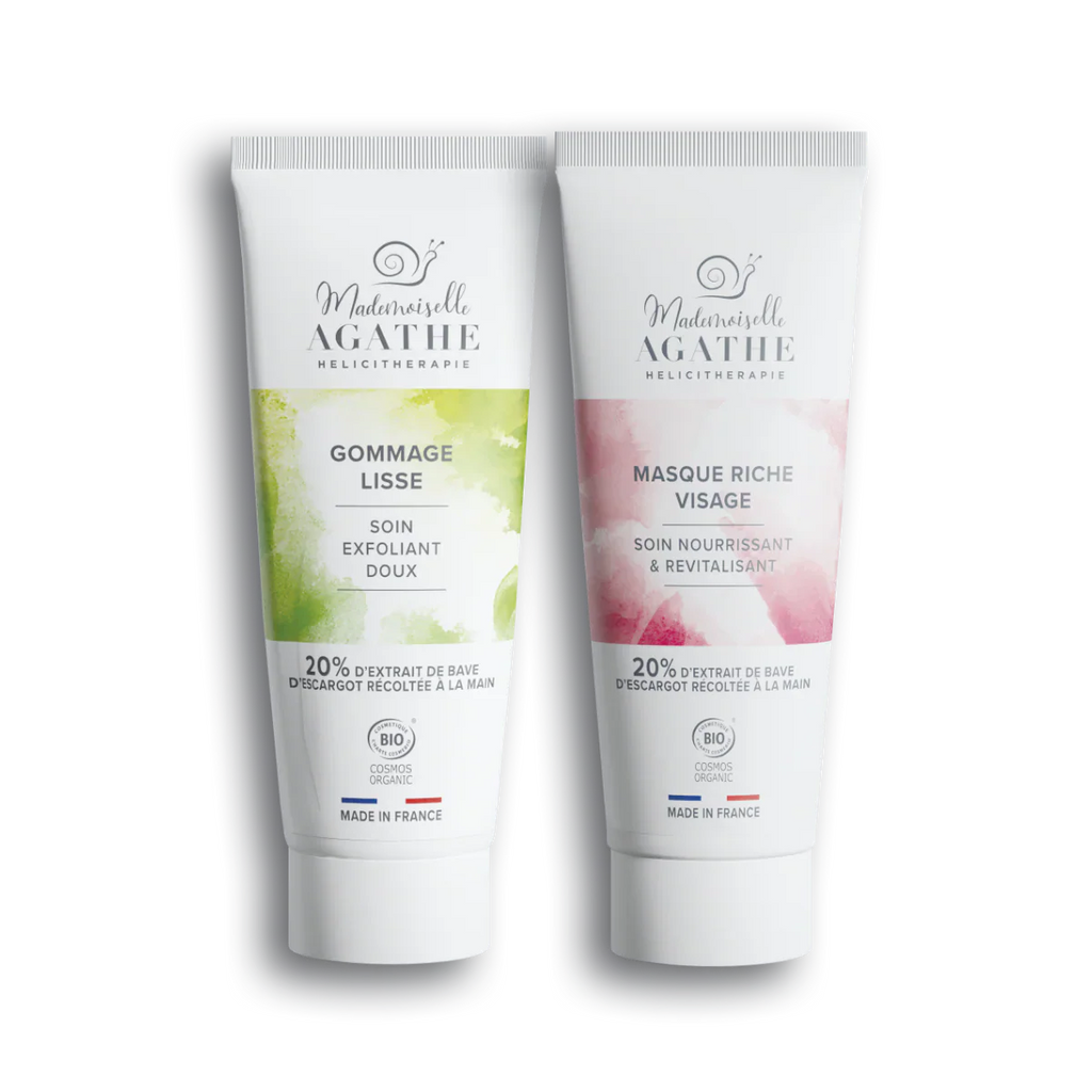 Duo Velours nourrissant à la bave d'escargot - Exfoliant & revitalisant - Mademoiselle Agathe