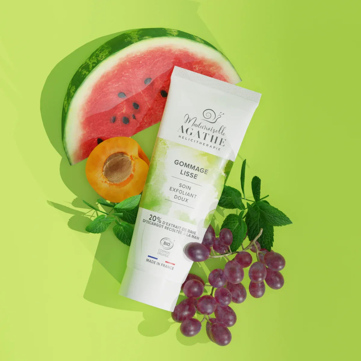 Gommage lisse à la bave d'escargot certifié bio - soin exfoliant doux - 75ml - Mademoiselle Agathe