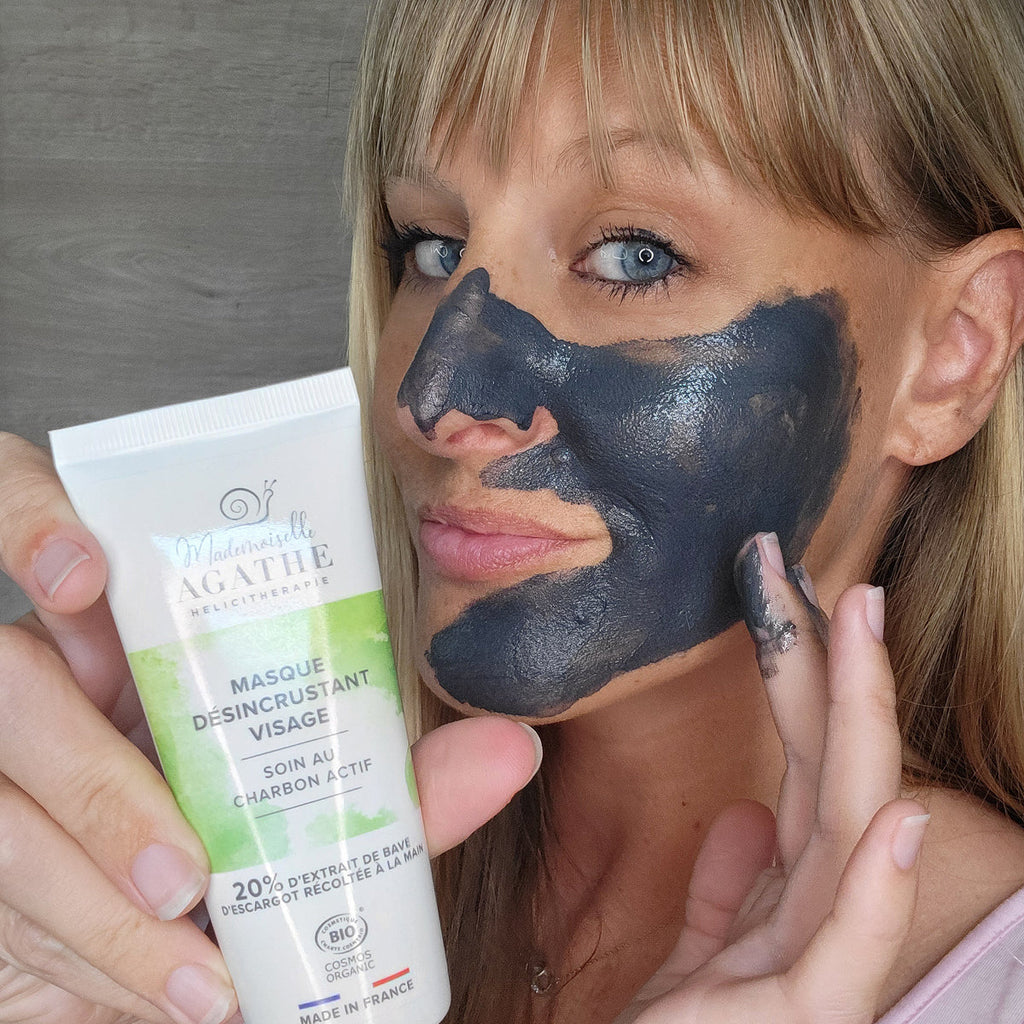 Masque au charbon actif à la bave d'escargot certifié bio - 75ml - Mademoiselle Agathe
