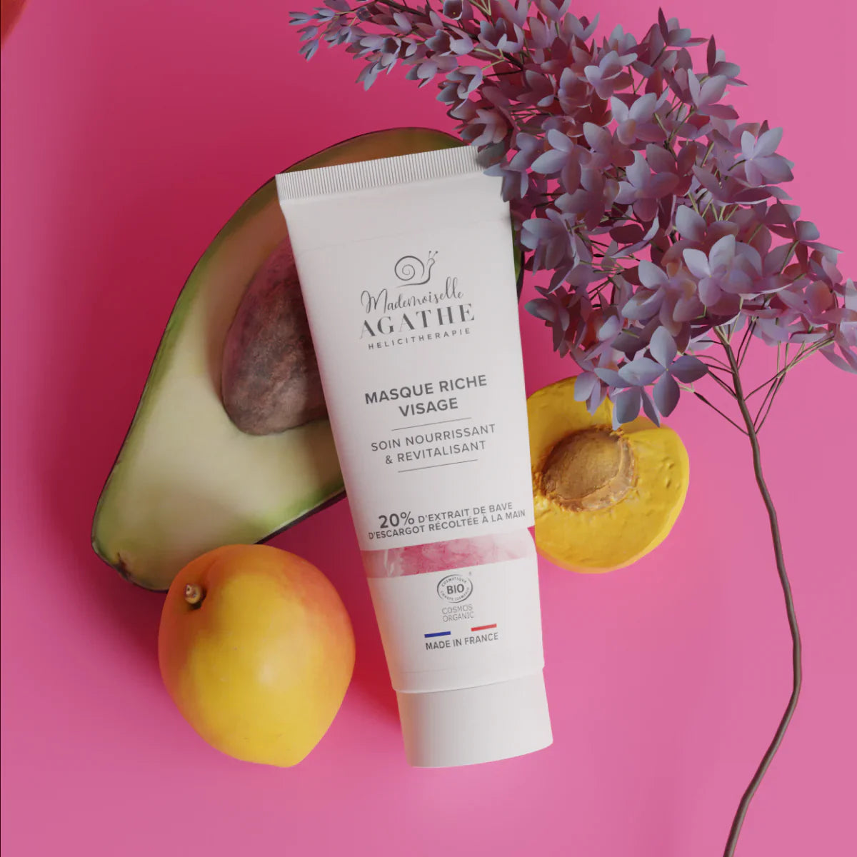 Masque riche à la bave d'escargot bio - nourrit & revitalise - 75ml - Mademoiselle Agathe