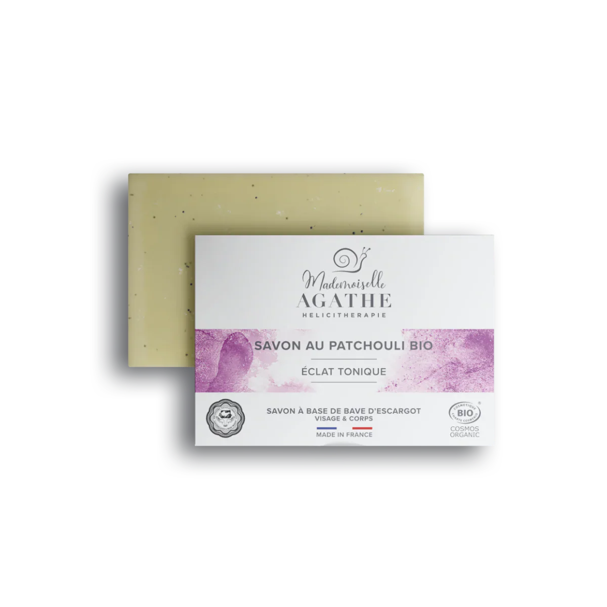 Savon patchouli à la bave d'escargot bio - éclat tonique - 100gr - Mademoiselle Agathe