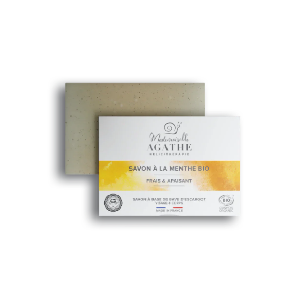 Savon menthe à la bave d'escargot bio - frais & apaisant - 100g - Mademoiselle Agathe