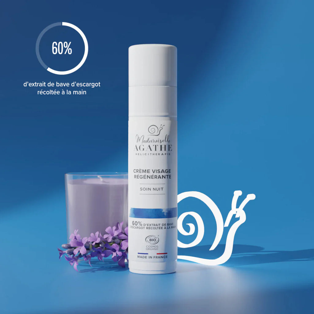 Crème nuit à la bave d'escargot certifiée bio - hydratante & régénérante - 50ml - Mademoiselle Agathe