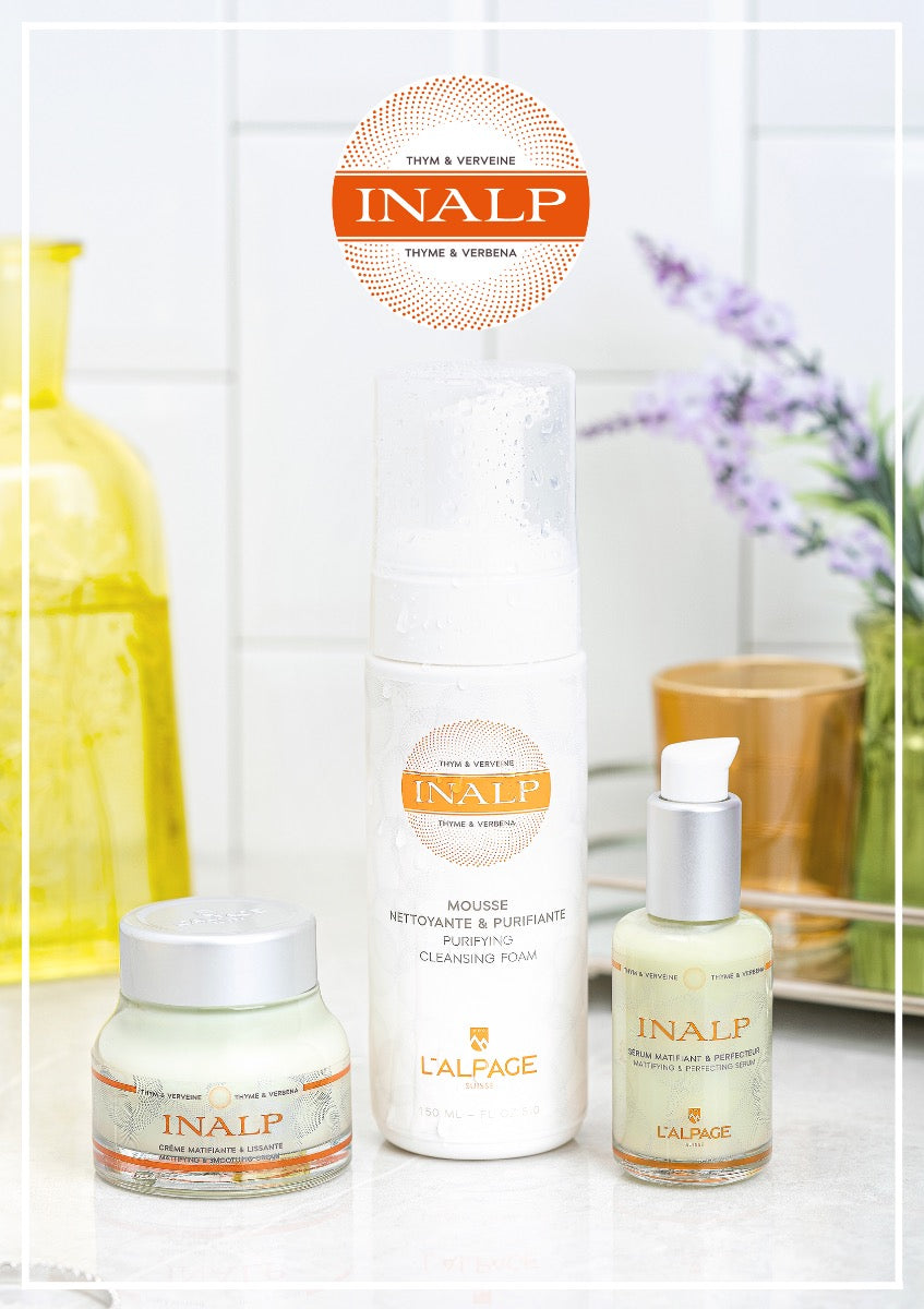 Set ou Coffret Cadeau Crème Matifiante et Lissante + Sérum Matifiant et Lissant + Mousse Nettoyante INALP