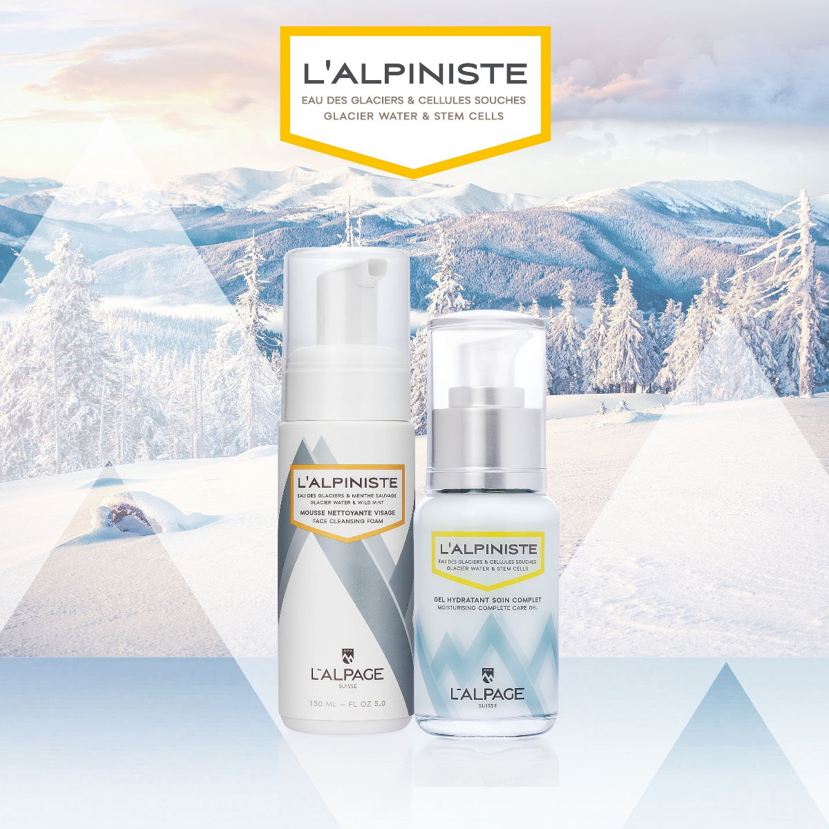 Set ou Coffret Cadeau DUO Gel Soin Complet Hydratant + Mousse Nettoyante L'ALPINISTE
