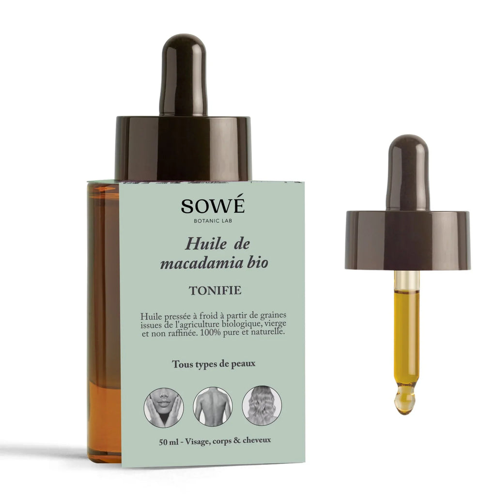 Huile de macadamia BIO pressée à froid - Pour le corps et cheveux 50 ml - SOWÉ