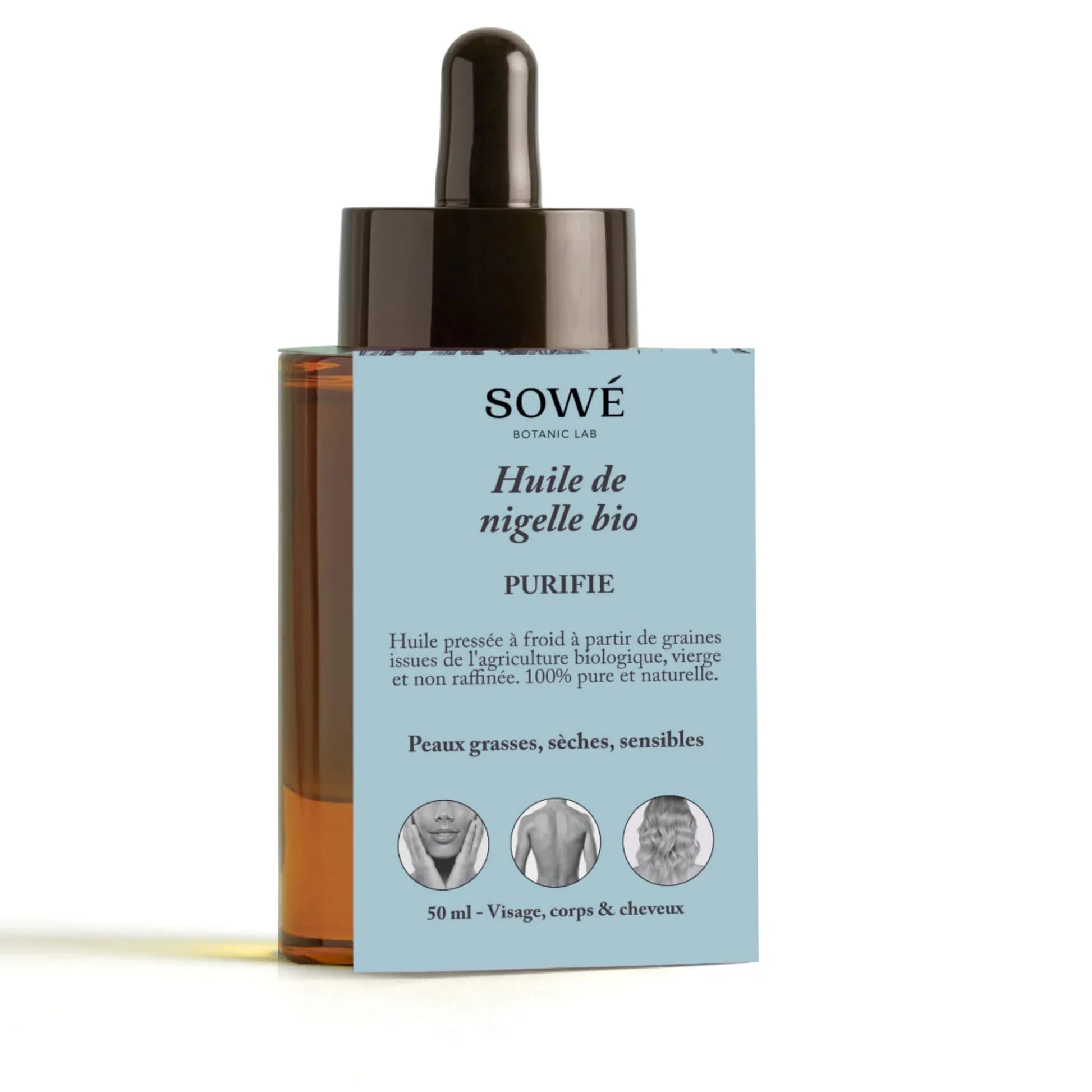 Huile de nigelle BIO pressée à froid - Pour corps et cheveux 50 ml - SOWÉ